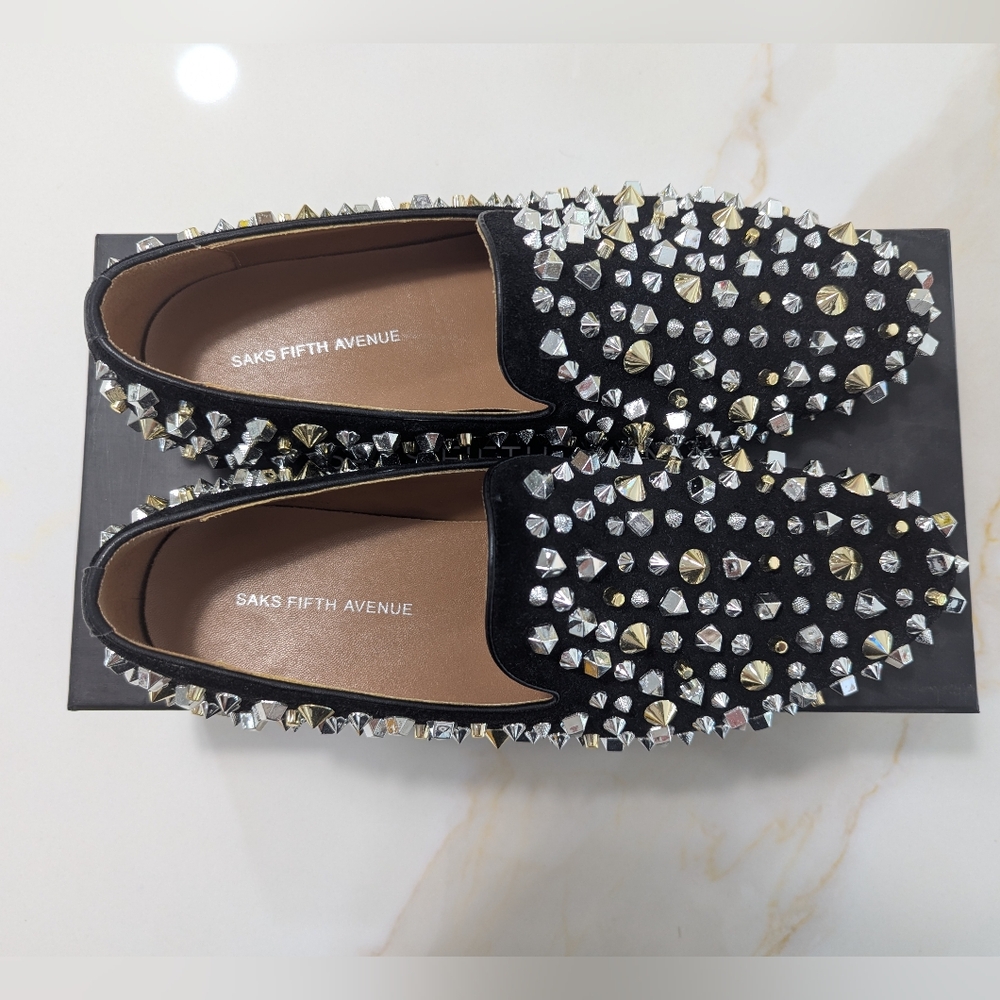 Never Worn. Still In Box! Saks Fifth Avenue Studded Sandro Shoes - Picture 3 of 4